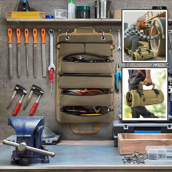 Deplisac™/Sac à Outils Enroulable multi-usages portable, haute qualité, professionnel, multi-poches, quincaillerie, poudres, rouleaux, petits outils, sac d'évaluation